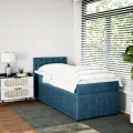 cadre de lit avec matelas bleu 80x200 cm velours