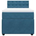 cadre de lit avec matelas bleu 80x200 cm velours