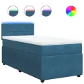 cadre de lit avec matelas bleu 80x200 cm velours