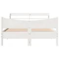 Cadre de lit avec tête de lit blanc 140x200 cm bois pin massif