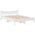 Cadre de lit avec tête de lit blanc 140x200 cm bois pin massif