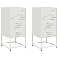 Tables de chevet 2 pcs blanc 36x39x78 cm acier