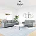 Ensemble de canapés 2 pcs gris clair tissu