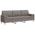 Canapé 3 places avec oreillers décoratifs taupe 210 cm tissu