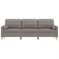 Canapé 3 places avec oreillers décoratifs taupe 210 cm tissu