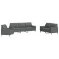 Ensemble de canapés 3 pcs coussins décoratifs gris foncé tissu