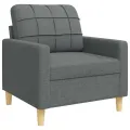 Ensemble de canapés 3 pcs coussins décoratifs gris foncé tissu