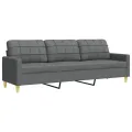 Ensemble de canapés 3 pcs coussins décoratifs gris foncé tissu