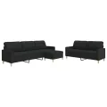 Ensemble de canapés 3 pcs avec repose-pied noir tissu