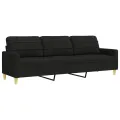Ensemble de canapés 3 pcs avec repose-pied noir tissu