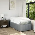 cadre de lit et matelas Gris clair 90x190 cm Tissu