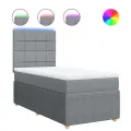 cadre de lit et matelas Gris clair 90x190 cm Tissu