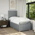 cadre de lit et matelas Gris clair 90x190 cm Tissu