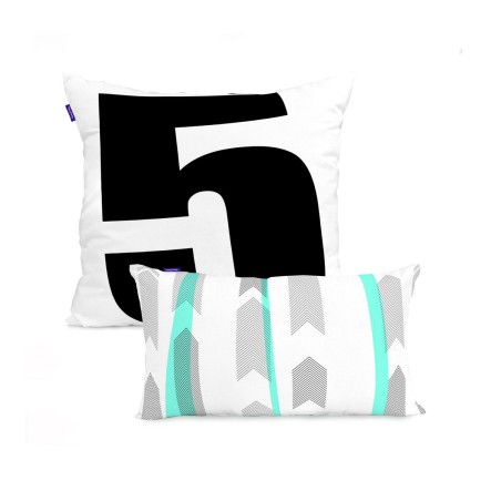 Housse de coussin HappyFriday Blanc Five Multicouleur 2 Pièces