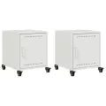 Tables de chevet 2 pcs blanc 36x39x43,5 cm acier