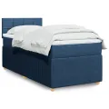 cadre de lit avec matelas Bleu 90x190 cm Tissu