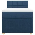 cadre de lit avec matelas Bleu 90x190 cm Tissu