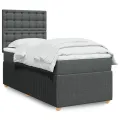 cadre de lit et matelas Gris foncé 90x190 cm Tissu