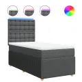cadre de lit et matelas Gris foncé 90x190 cm Tissu