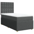 cadre de lit et matelas Gris foncé 90x190 cm Tissu
