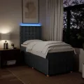 cadre de lit et matelas Gris foncé 90x190 cm Tissu
