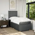 cadre de lit et matelas Gris foncé 90x190 cm Tissu