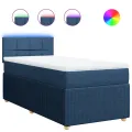 cadre de lit avec matelas Bleu 90x190 cm Tissu