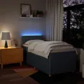 cadre de lit avec matelas Bleu 90x190 cm Tissu