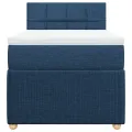cadre de lit avec matelas Bleu 90x190 cm Tissu