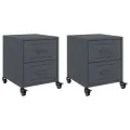 Tables de chevet 2 pcs anthracite 36x39x43,5 cm acier