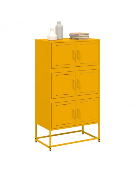 Buffet jaune moutarde 68,5x38,5x123,5 cm acier