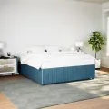 Cadre de lit sans matelas bleu 180x200 cm velours