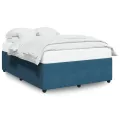 Cadre de lit sans matelas bleu 140x200 cm velours