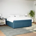 cadre de lit et matelas Bleu foncé 180x200cm Velours