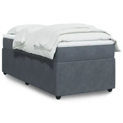 cadre de lit et matelas Gris foncé 90x200 cm Velours