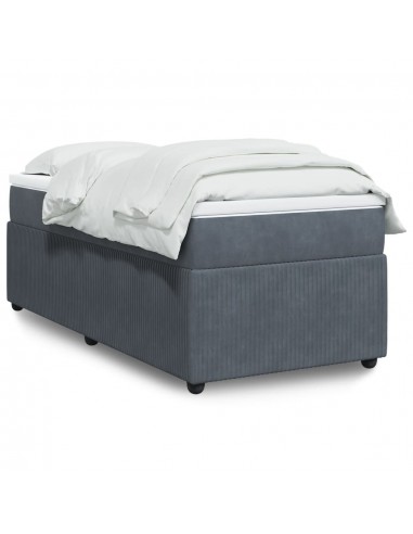 cadre de lit et matelas Gris foncé 90x200 cm Velours