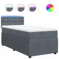 cadre de lit et matelas Gris foncé 90x200 cm Velours