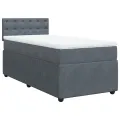 cadre de lit et matelas Gris foncé 90x200 cm Velours