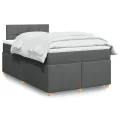 cadre de lit avec matelas gris foncé 120x190cm tissu