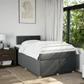 cadre de lit avec matelas gris foncé 120x190cm tissu