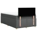 cadre de lit avec matelas gris foncé 120x190cm tissu