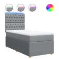cadre de lit et matelas Gris clair 90x190 cm Tissu