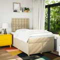 cadre de lit avec matelas crème 120x190 cm tissu