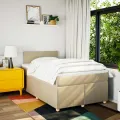 cadre de lit avec matelas crème 120x190 cm tissu