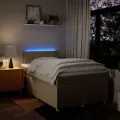 cadre de lit avec matelas crème 120x190 cm tissu