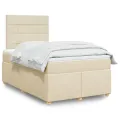 cadre de lit avec matelas crème 120x190 cm tissu