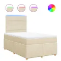 cadre de lit avec matelas crème 120x190 cm tissu