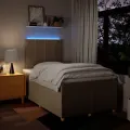 cadre de lit avec matelas crème 120x190 cm tissu