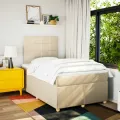 cadre de lit avec matelas crème 120x190 cm tissu