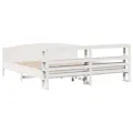 Cadre de lit sans matelas blanc 200x200 cm bois massif de pin